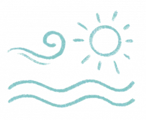 Icon mit Wellen, Wind und Sonne